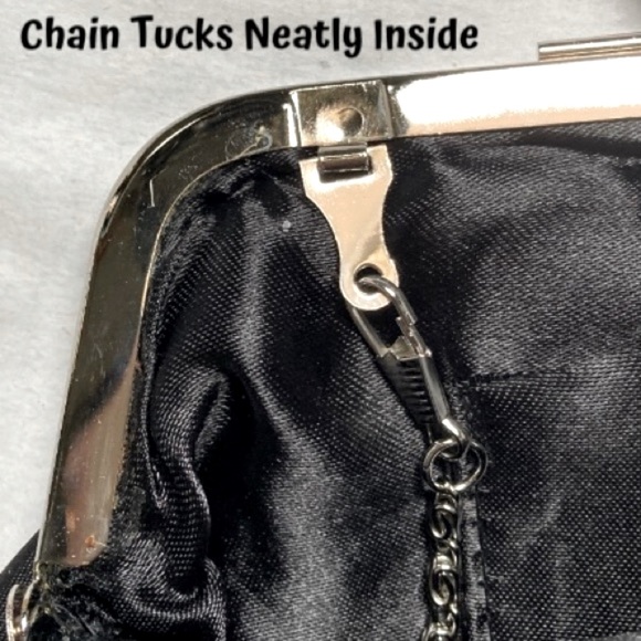 Vintage Black and Silver Sequin Bag with Chain Strap - Picture 6 of 13